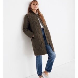 MADEWELL Quilted Military Coat Jacket in dark Kale Green Size medium M puffer